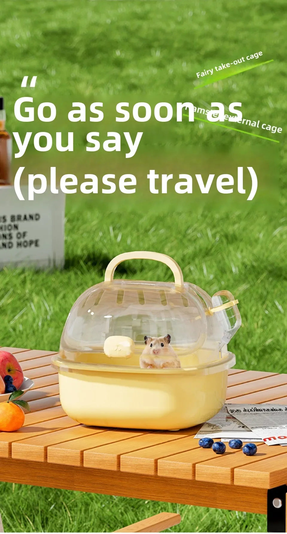 Transparent Hamster Toilet Cage, Portable Handheld Chinchilla Cage Small Animal Carry Cage Sturdy Breathable Pet Carrying Box