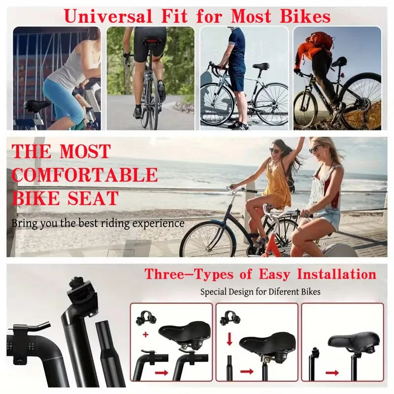Bicycle seat with shock absorption function, ergonomic and comfortable cushion, suitable for daily cycling and traveling.