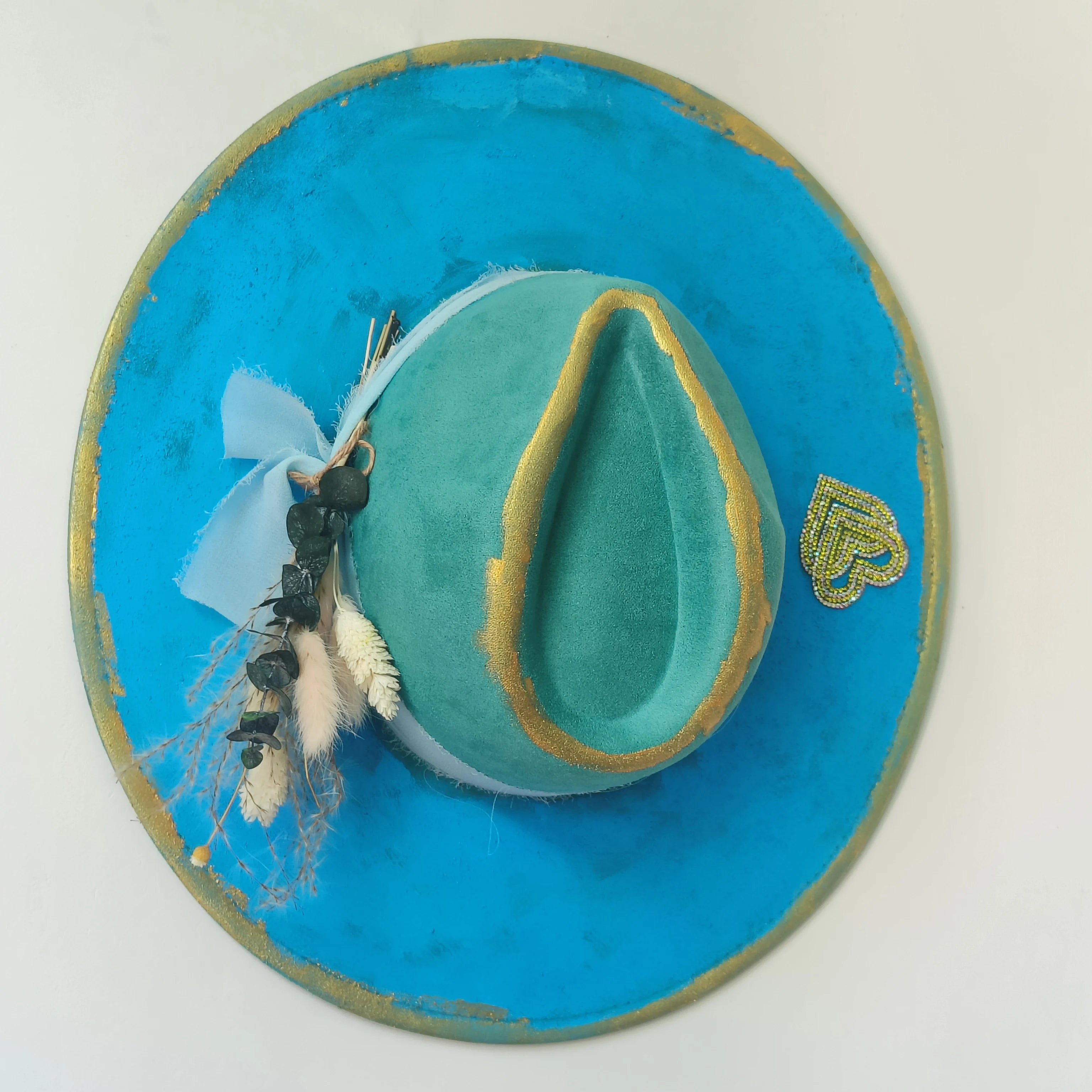 New fedora hats for women Feather Fedoras Hand-painted hat Jazz 9.5 cm wide brim top hats party 2024 sombrero british cup hat