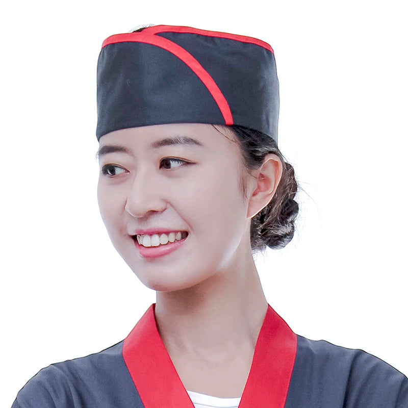 Japanese Chef's Hat Breathable Mesh Men Women Catering Work Cap Restaurant Kitchen Cooking Waiter Work Uniform Dustproof Caps