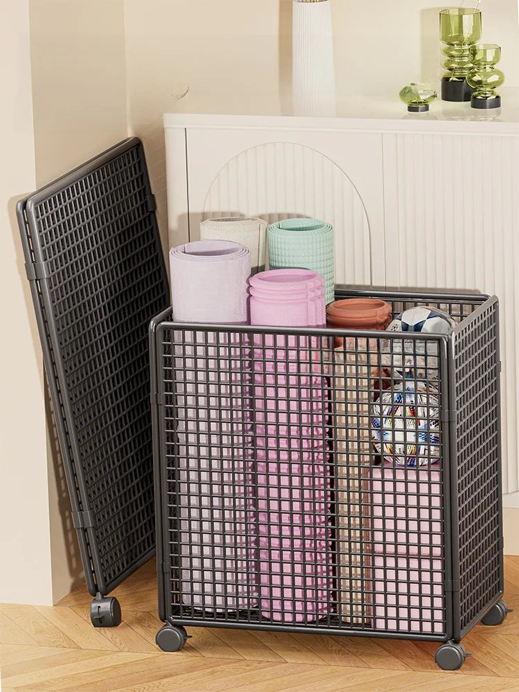 Modern mat Yoga Mat Storage Basket with Wheels Home Sports Equipment Organizer Badminton Storage Fitn Gear elf