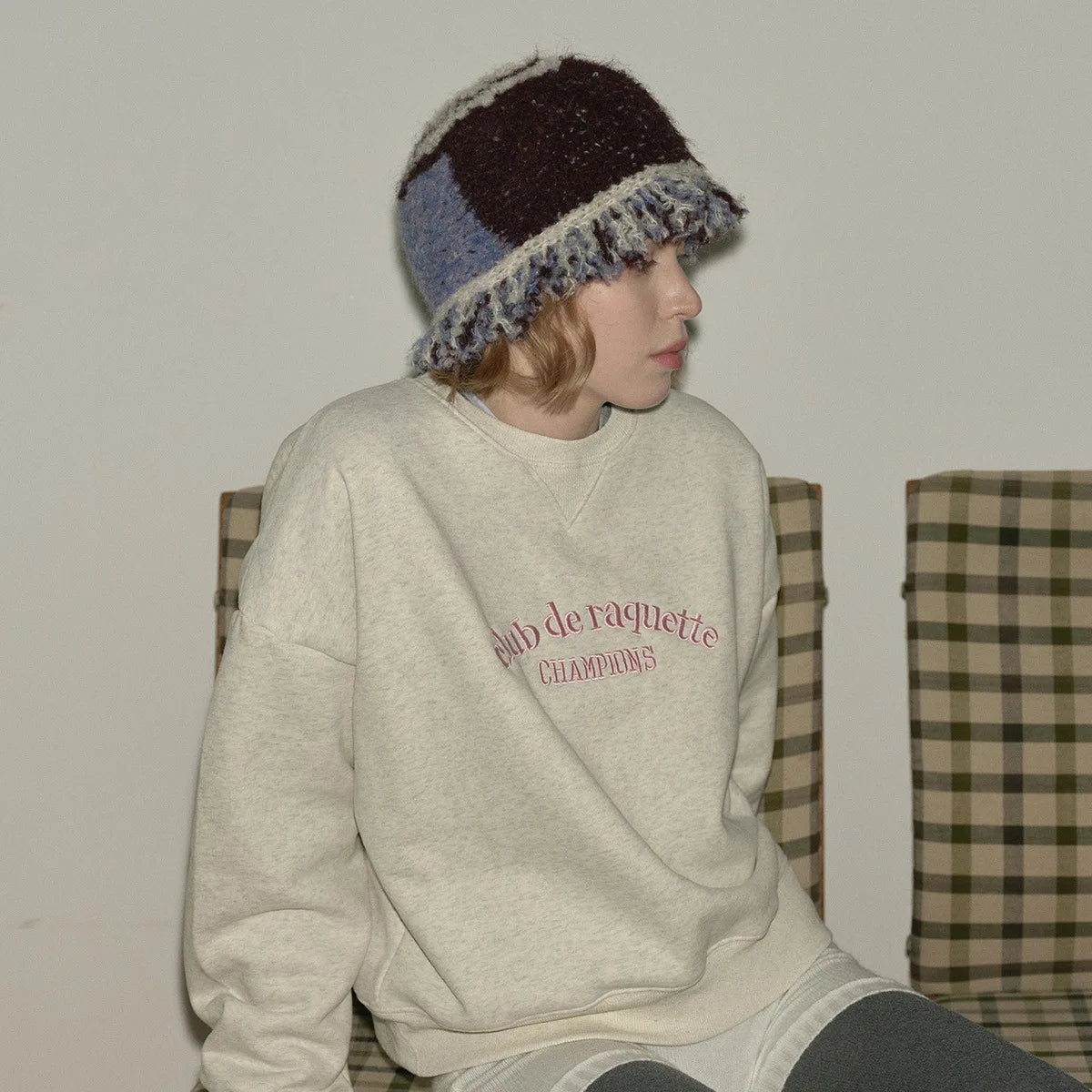 INS Color-Blocked Striped Knitted Plush Woolen Fisherman Hats for Women Fringe Lace Autumn Winter Thickened Basin Caps Bonnet