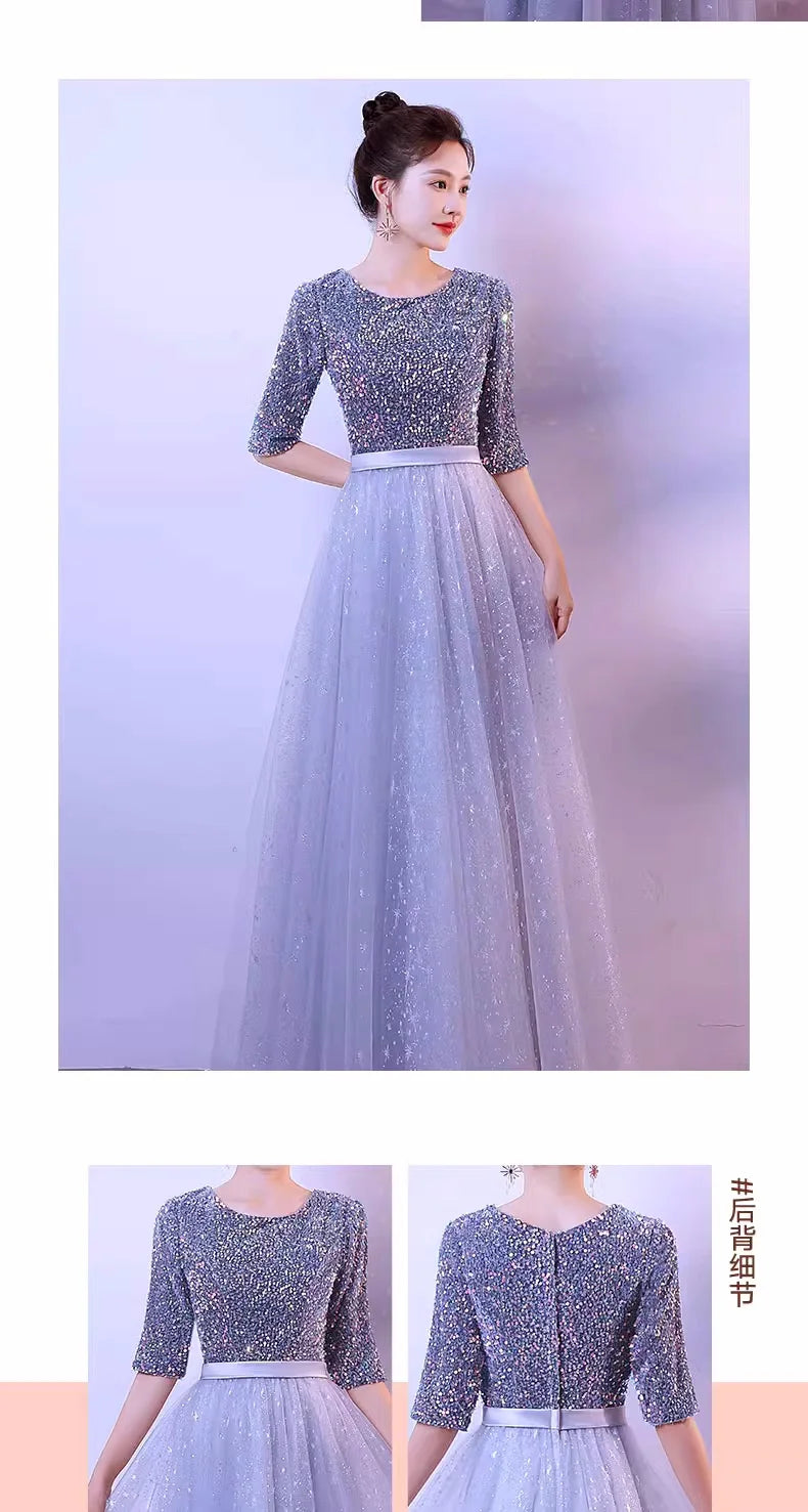 DMZ-75#Evening Bridesmaid Dresses Long Chorus Costume Host Adult Christmas Dress Sequin Wholesale Royal Blue Red  Wine Red Gary