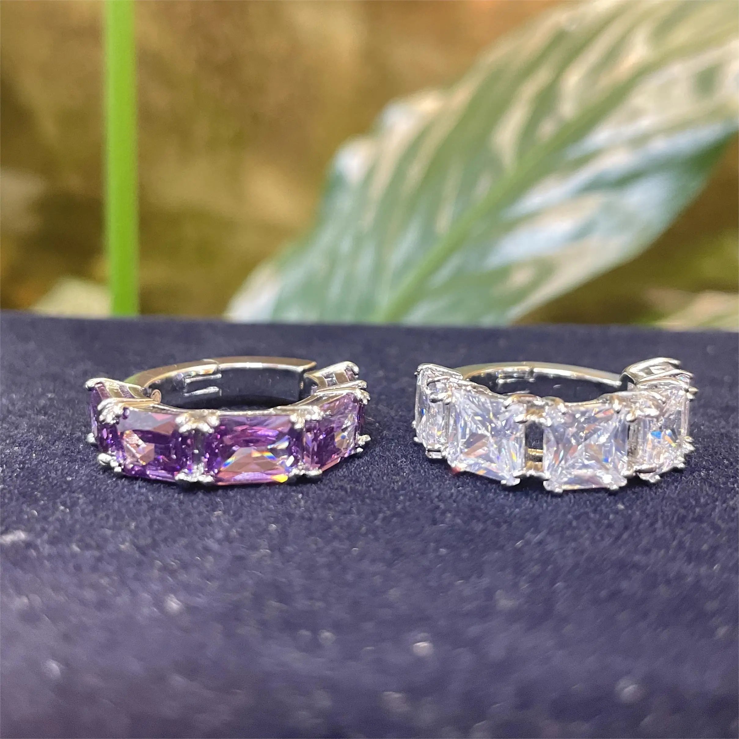 High Quality Earrings 2025 New Trend Fine Jewelry Charm Purple Butterfly White Blue Geometric Crystal Fashion Women's Ear Clip