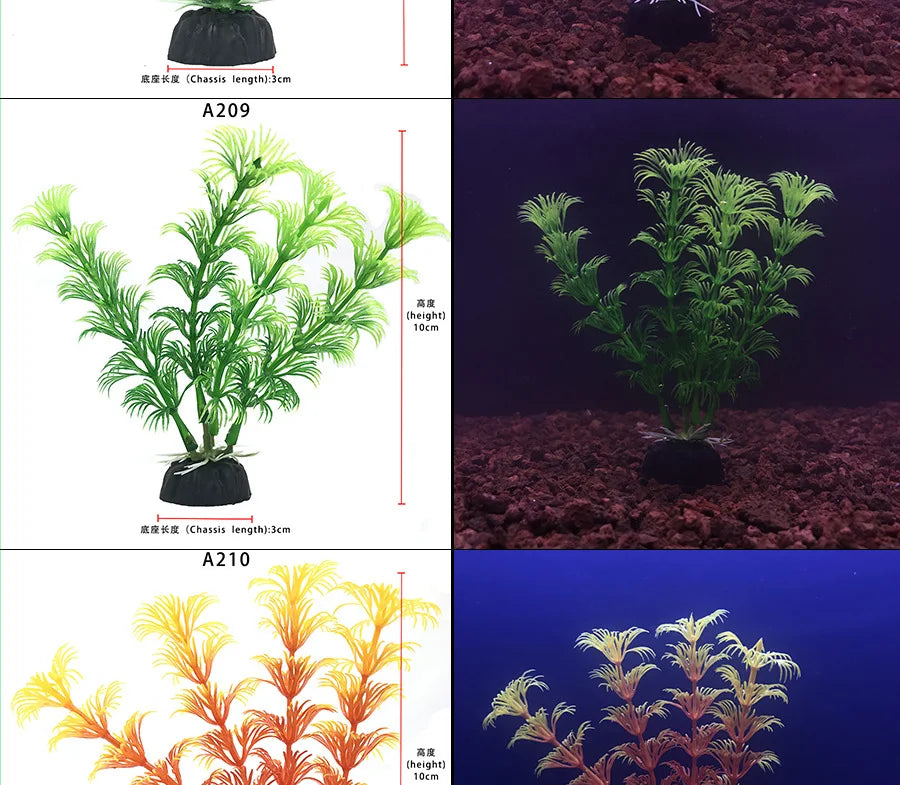 Aquarium Decorations Simulated Aquatic Plants Fish Tank Landscaping Plastic Seagrass Ornaments for Aquatic Pet Supplies