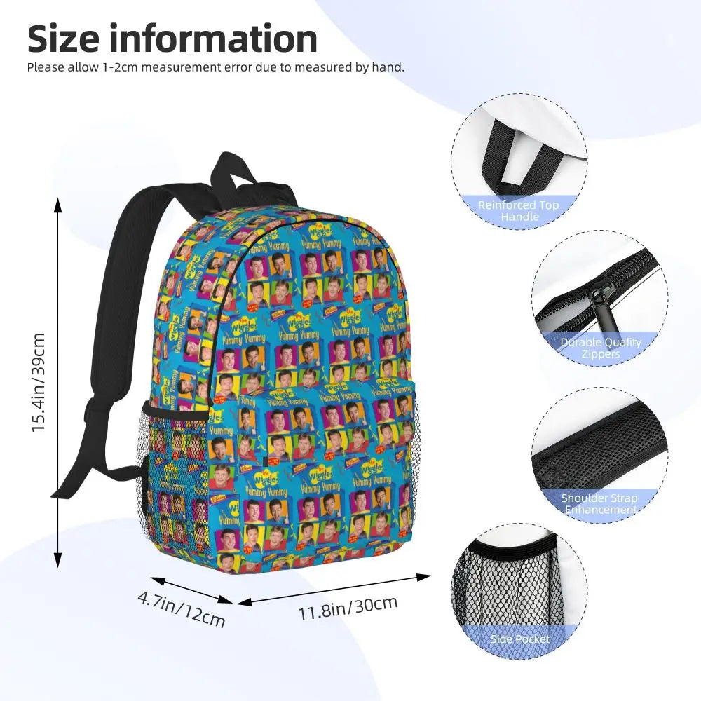 The Wiggles Tv Show Music Band Backpack Student Boys Girls BookBag Children School Bag Computer Shoulder Bags for Men Women