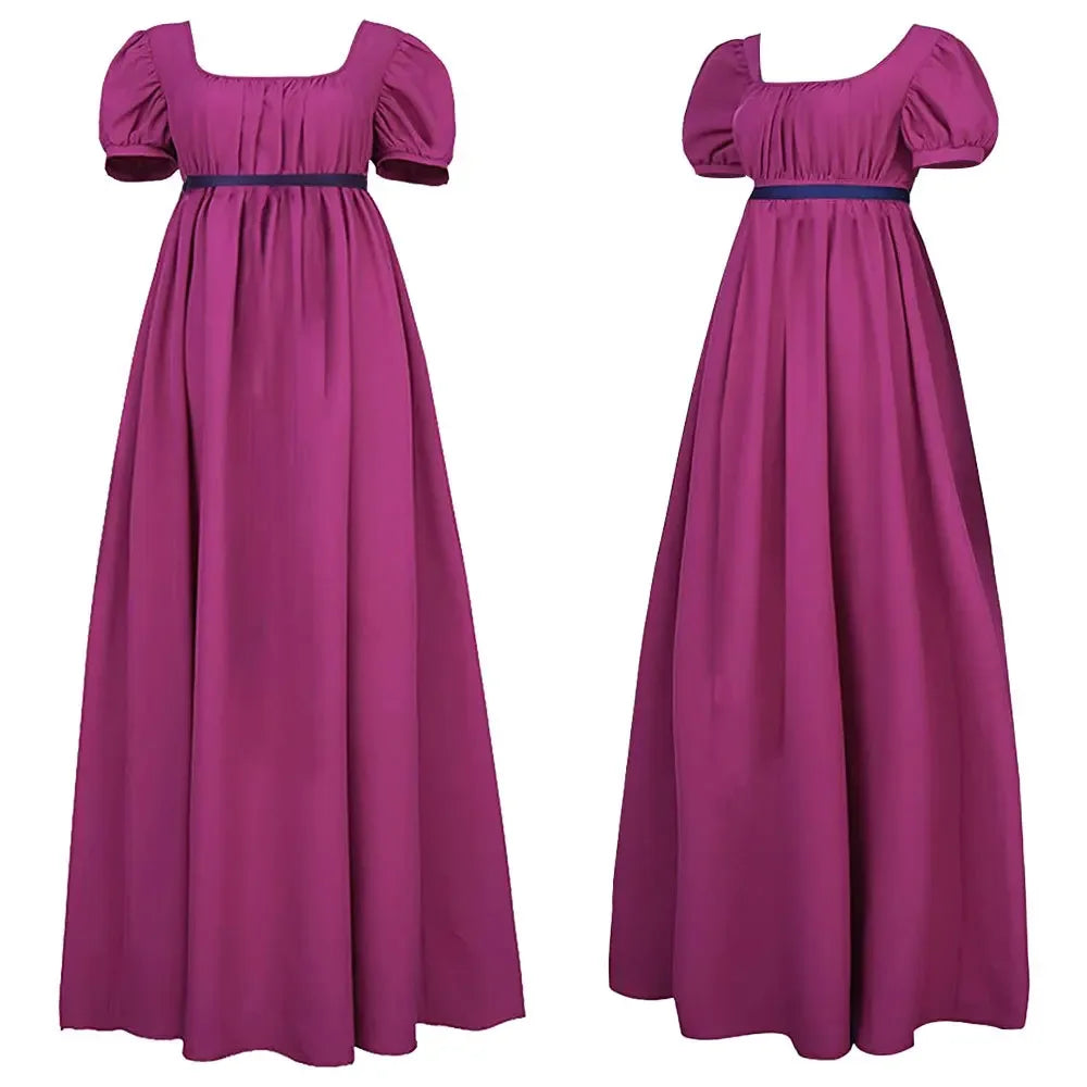 2024 Dresses for Women with Satin Sash Ruffled Puff Sleeve Empire Waist Dress Gown Tea Party Dress for Women