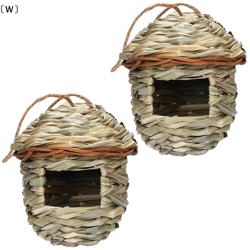 〔W〕Birds Nest Outdoor Hand-weaved Decorative Bird House Bird Cage Shelter Weaved Hanging Parrot Nest Creative Handmade Bird Cage