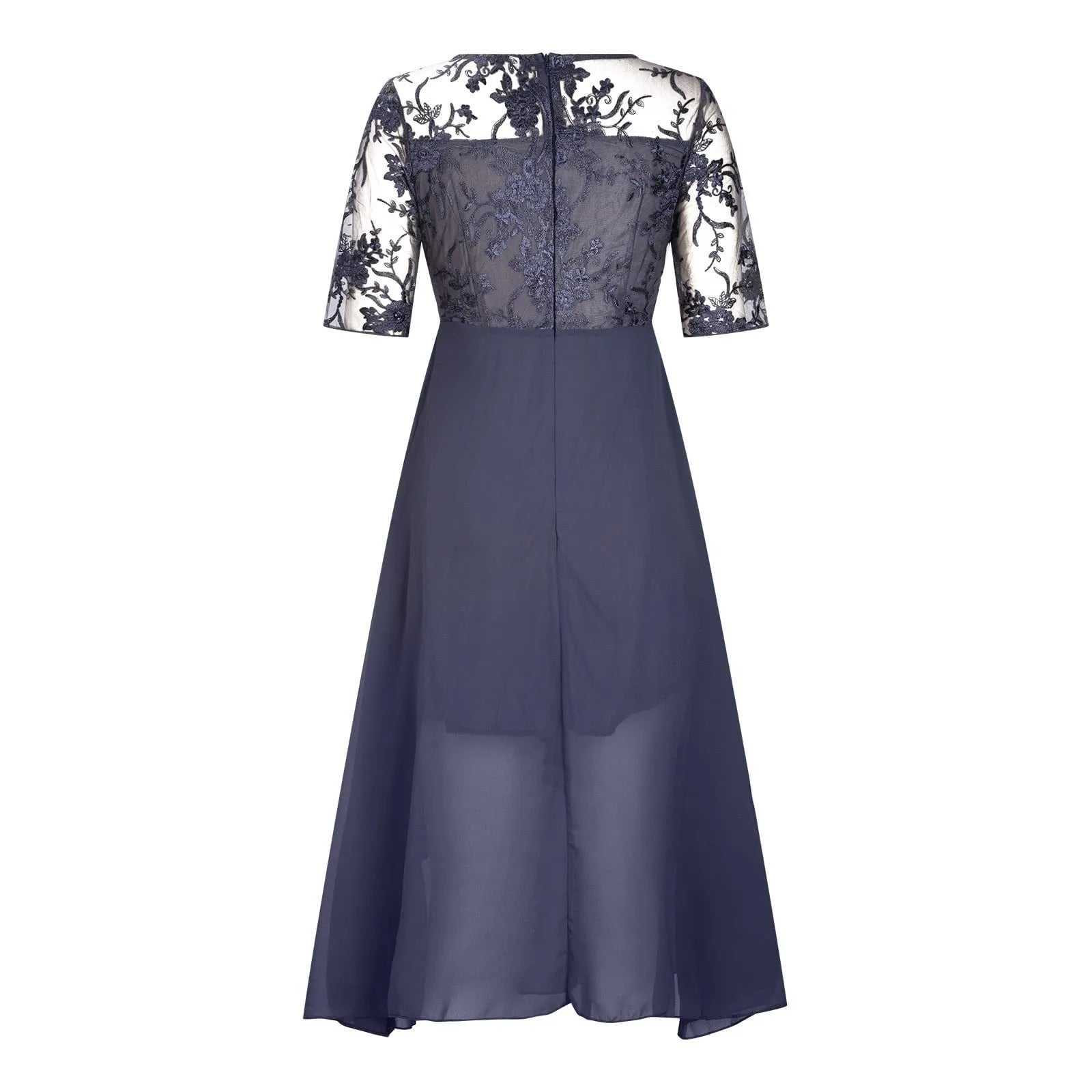 Elegant Formal Party Dress Embroidery Chiffon Round Collar Short Sleeve Luxury Dress Bridesmaid Evening Dresses Vestidos платье