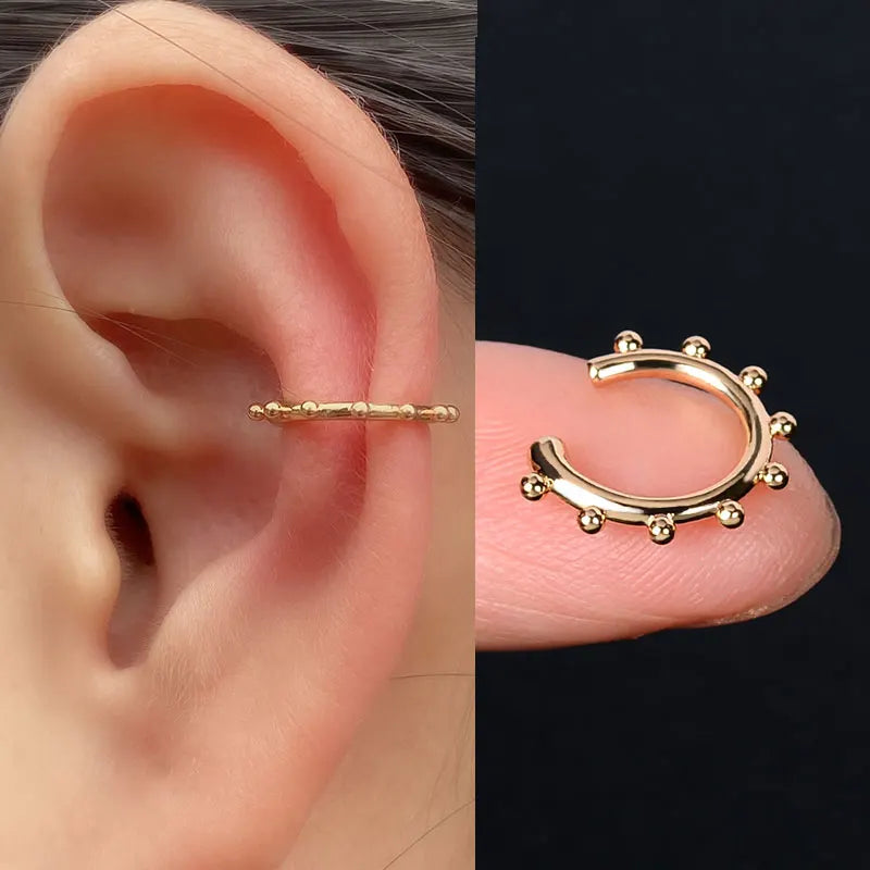 Stackable Earrings Without Ear Hole Star Wrap Clip On Earrings Earcuff for Women Ear Screen Climb Cuffs Fake Piercing One pair