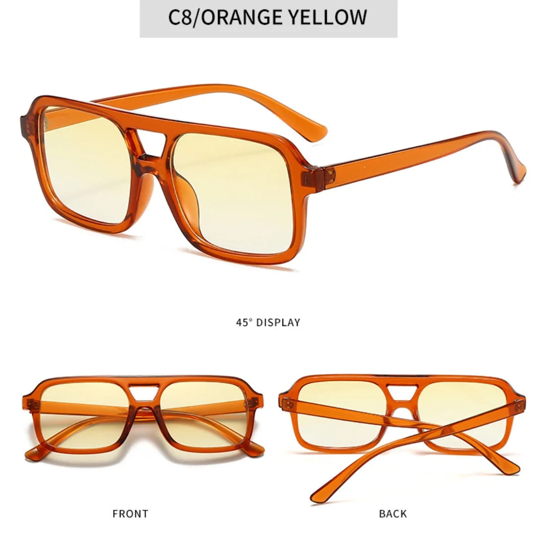 Men Driving Sunglasses Trendy Square Sunglasses Large Frame Yellow Lens Night Vision Glasses Women Retro Sun Glasses Anti Uv400