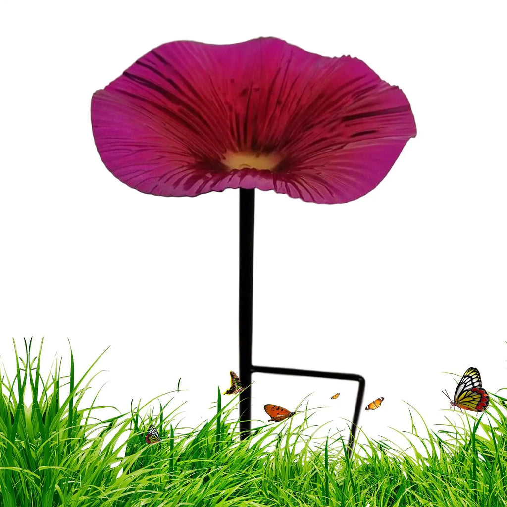 Bird waterer and feeding station Outdoor Bird Bath Pole Water Feeder Flower Shape Decorative Feeding Station Garden Decor
