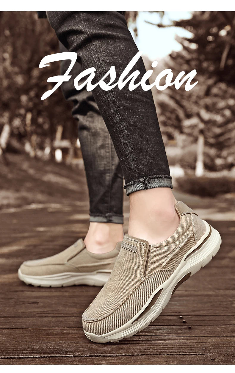 New Men's Casual Sports Shoes Outdoor Comfortable Shoelace-Free Hiking Shoes Denim Fashion And Comfortable Walking Whoes