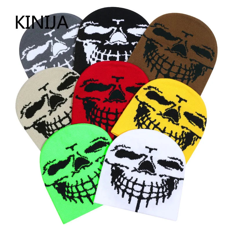 Hip Hop Letter Funny Wool Knitted Hats Women Warm American Style Autumn Winter Beanies Versatile Street Pullover Hat Men