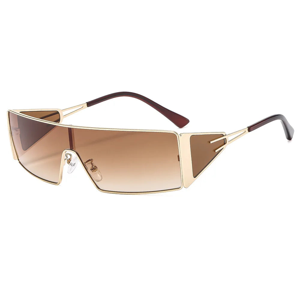 2024 Sense Of Technology Sunglasses Trendy New In One-piece Lens Goggle Ladies Outdoors Riding Sports Metal Suneyeglass 301150