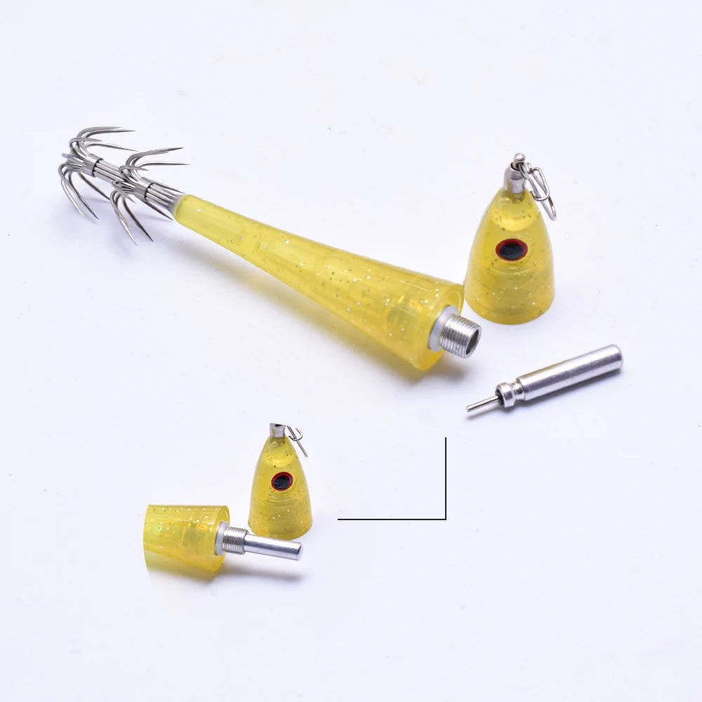 2 pcs LED underwater lure light, simulated bait with hook, electronic wooden shrimp, powerful double-layer squid hook