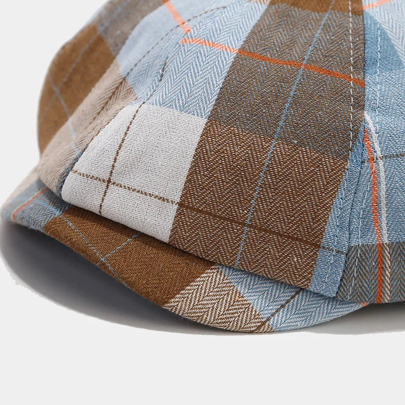 Men Women Autumn New Checkered Octagonal Hats Art Retro Newspaper Children's Hats Men's Casual Painter Duck Tongue Hats