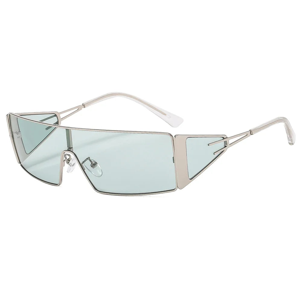 2024 Sense Of Technology Sunglasses Trendy New In One-piece Lens Goggle Ladies Outdoors Riding Sports Metal Suneyeglass 301150