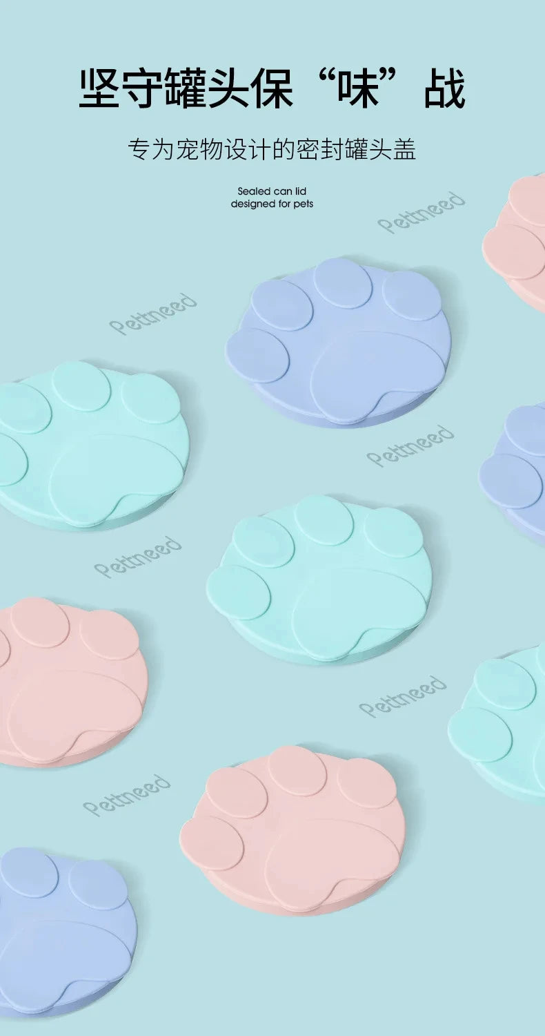 Portable Silicone Canned Lid Spoon Reusable Cover Sealed Pet Food Can Lids For Puppy Cat and Dog Food Storage Fresh-Keeping Item