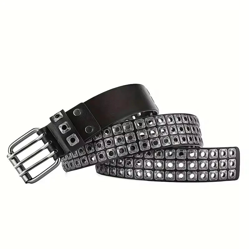 Women Belt Fashion Square Beads, Willow Nails, Three Exhaust Eyes, Punk Street Cool, Personalized Men's and Women's Belts
