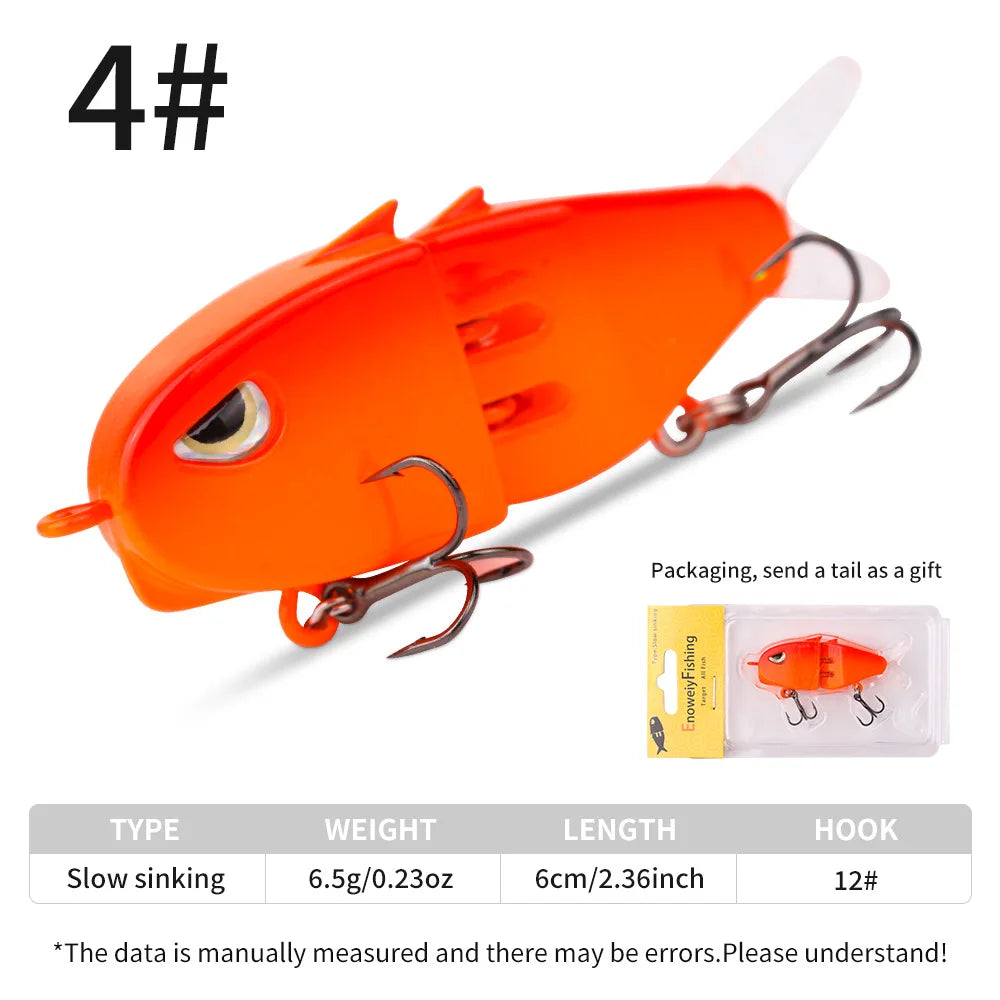 Fake Fishing Lure Bait Micro Pencil Bait60mmDouble Hook Slow Sinking Bionic Swimbait Colorful Topmouth Culter Bass Mandarin Fish