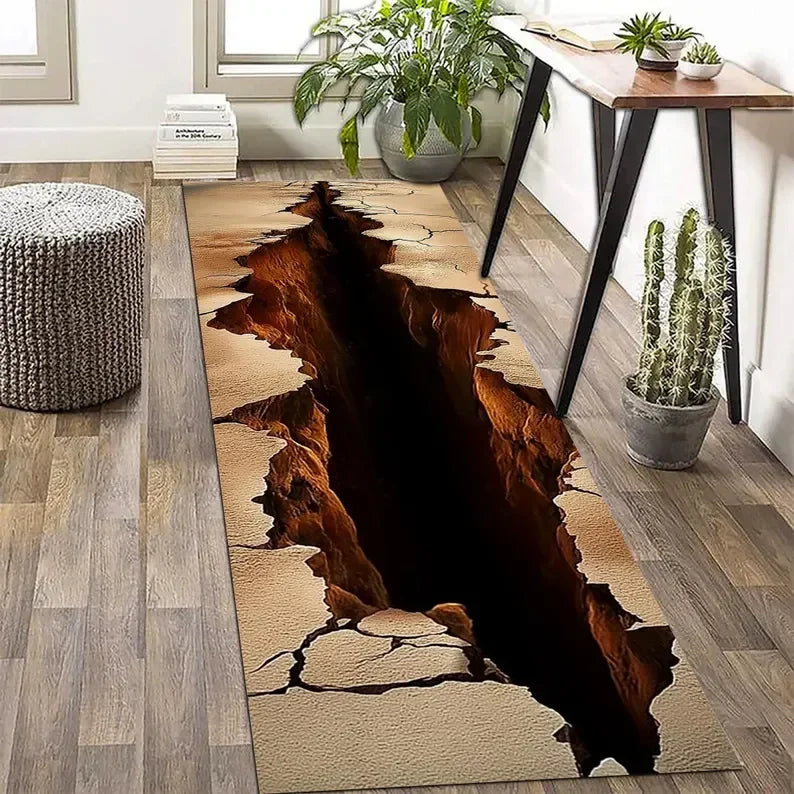 Deep Hole Rug 3D Runner Rug Crack Rug Vortex Rug Optical Illusion Rug Runner Hallway Rug 3D Look Rug Crack Runner Hotel Carpet