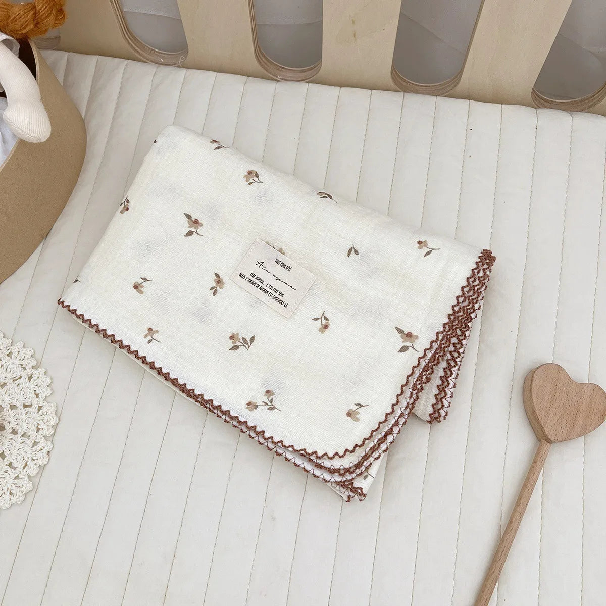 2-3 Layers Baby Blankets Bear Dots Print Cotton Gauze Muslin Swaddle Wrap Newborn Infant Bedding Sleeping Receving Blanket