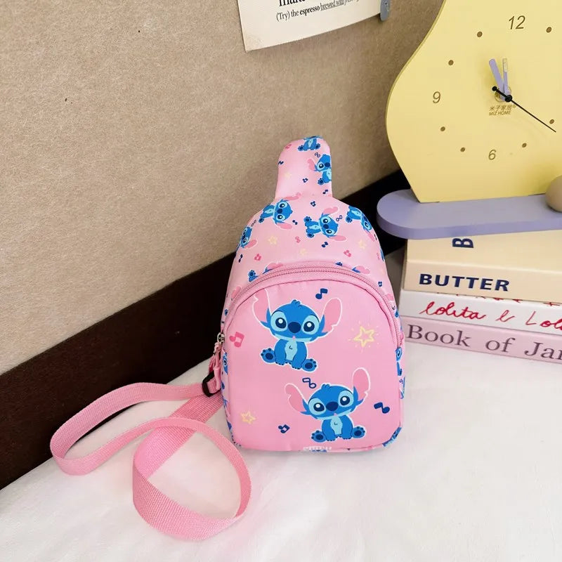 Stitch & Angel Sling Chest Bag, Cartoon Anime Crossbody Bag, Fashionable Casual Shoulder Bag with Coin Purse for Daily Travel