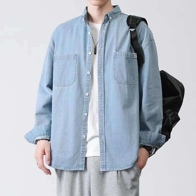 Menswear Shirt Long Sleeve Denim Shirt Casual Loose Fit New Autumn Winter Trendy Unisex Comfort Fashion