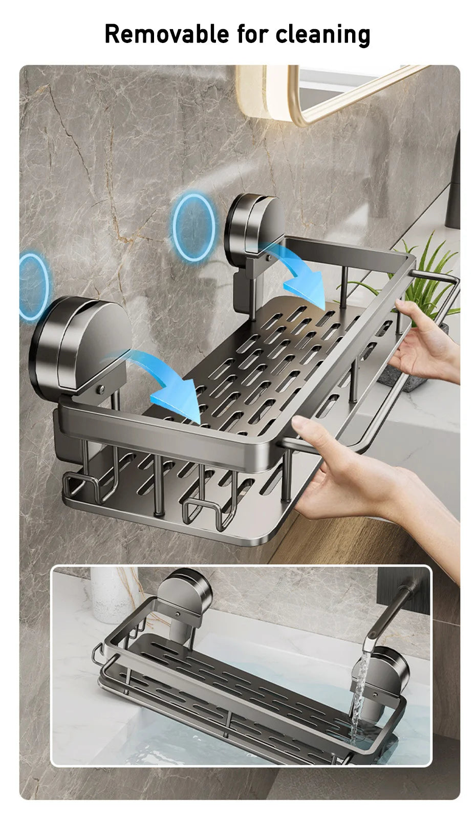 Bathroom Suction Cup Storage Rack Without Drilling Kitchen Toilet Shower Room Shampoo Holder Wall Mount Organizer Bathroom Shelf