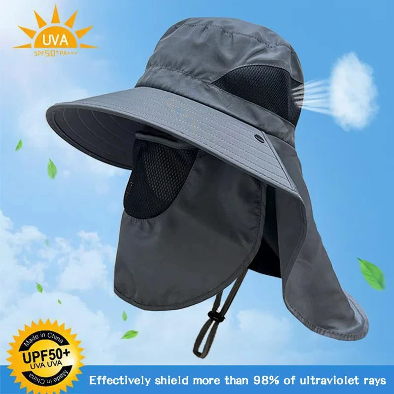 Summer Sun Hats Outdoor Fishing Hats Men's And Women's Camping Visors Bucket Hats Neck Flap Bucket Hats