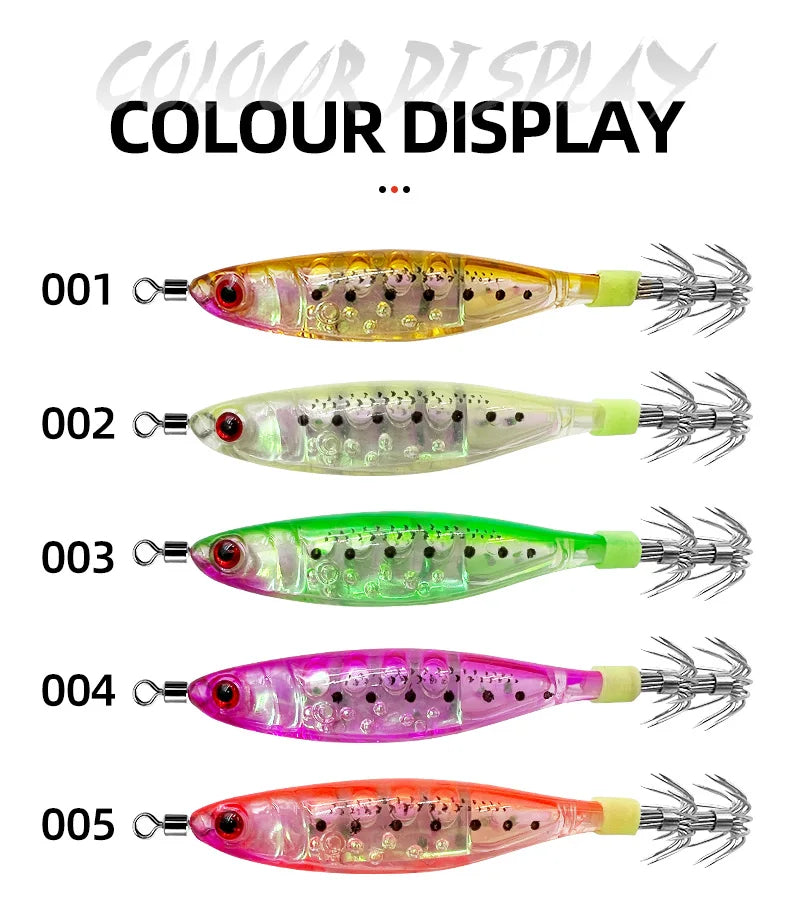 Glow-in-the-dark wood shrimp squid hook plastic hard bait blowpipe octopus hook lure fake bait squid bait
