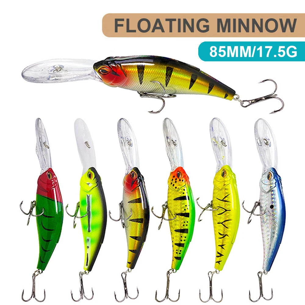 8.5cm 17.5g Fishing Lures Floating Minnow Wobbler Long Casting Deep Diving Artificial Hard Bait Swing Jerkbait Bass Trout MN616