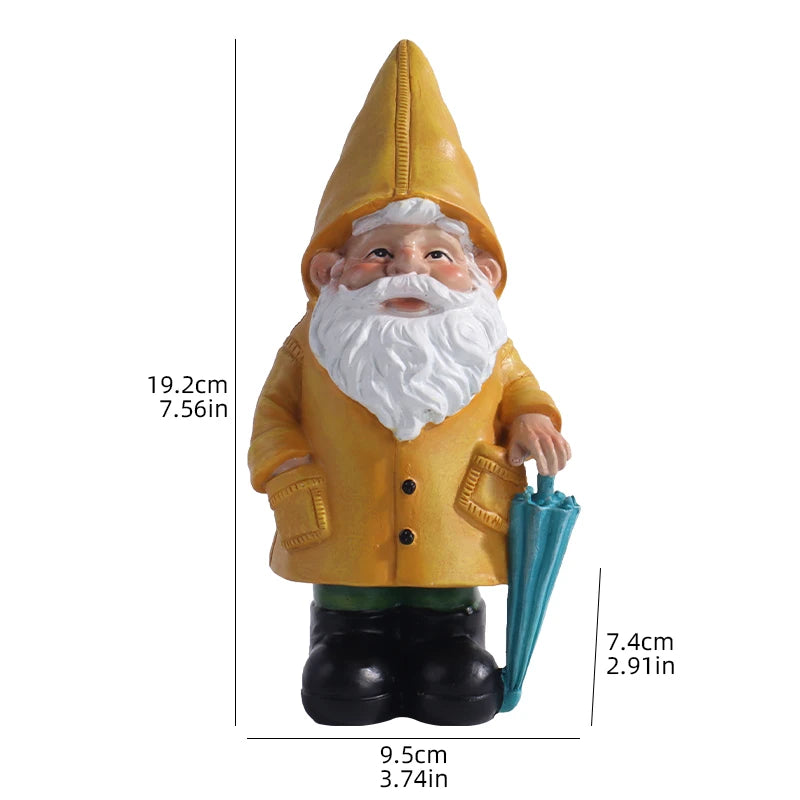 Garden Gnome Statue, Yellow Gnome with Umbrella, Outdoor Landscape Decoration, Garden, Courtyard, and Lawn Decor
