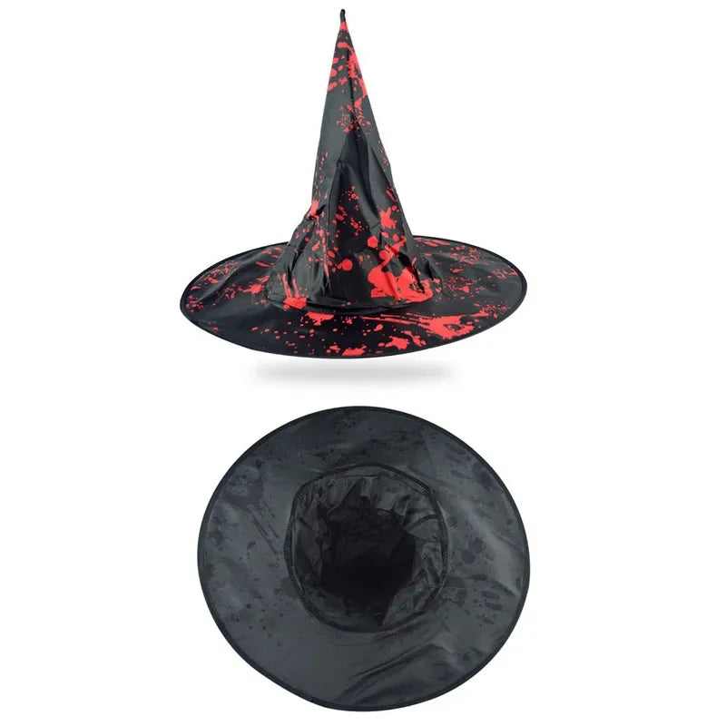 Horrible Halloween Witch Hat Unisex Hats for Adults Kids Party Supply Cosplay Costume Prop Decorations Wizard Caps
