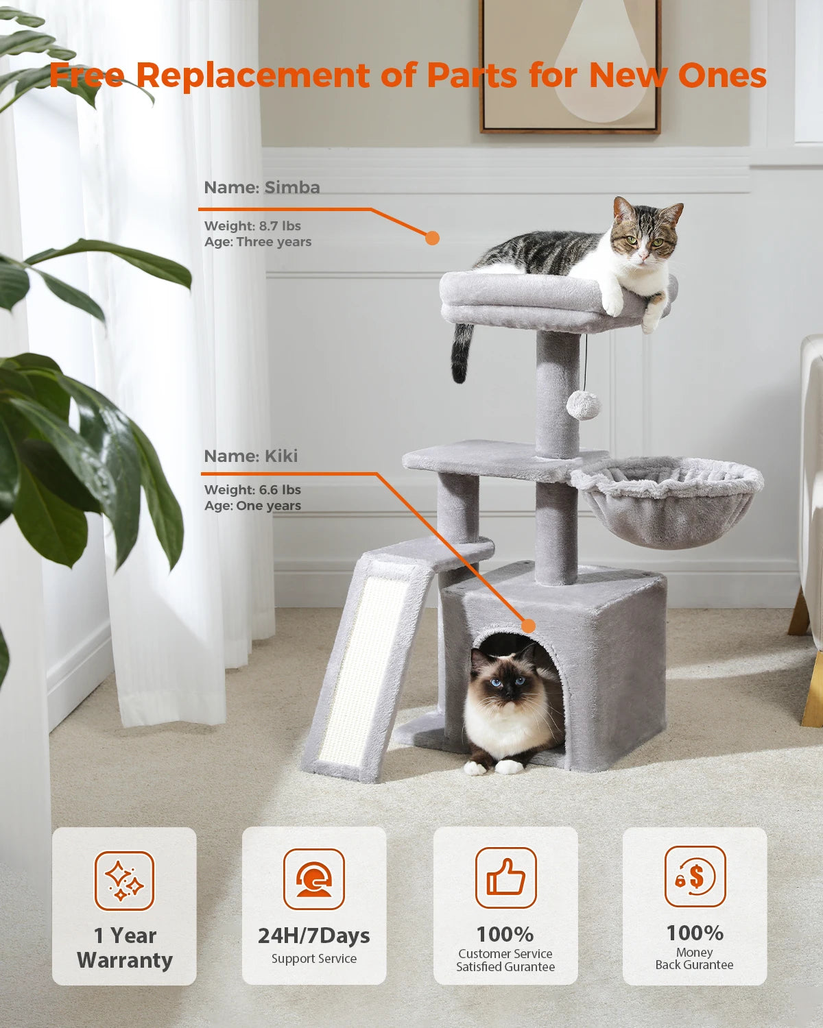 Flower Cat Tree for Indoor Small Cat Tower with Sisal Scratching Ramp Cozy Hammock and Removable Top Perch Cat Condo Kittens Toy