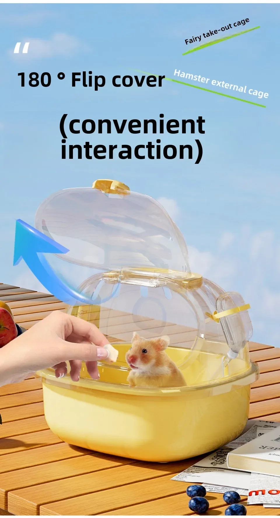 Transparent Hamster Toilet Cage, Portable Handheld Chinchilla Cage Small Animal Carry Cage Sturdy Breathable Pet Carrying Box