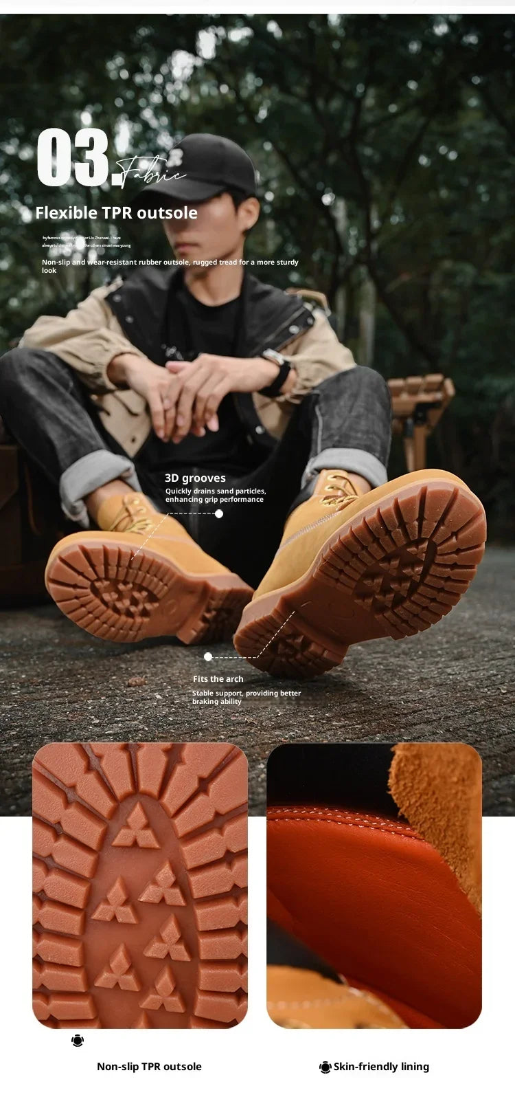 Boots Men High Top Boots Men's Leather Shoes Winter Fashion Plush Warm Shoes Outdoor Sneakers Lace Up Non-Slip Ankle Boots Male