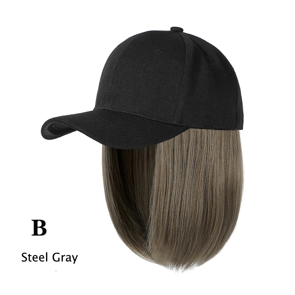 Beanies Hat With Hair Wigs For Women 24 inch Long Straight Hair Synthetic Wig Warm Soft Ski Knitted Autumn Winter Cap