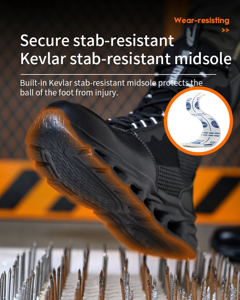 New Fashion 2024 Men Boots Safety Shoes Security Steel Toe Cap Military Boots Working Steel Toe Anti-Smashing Men's Work Boots