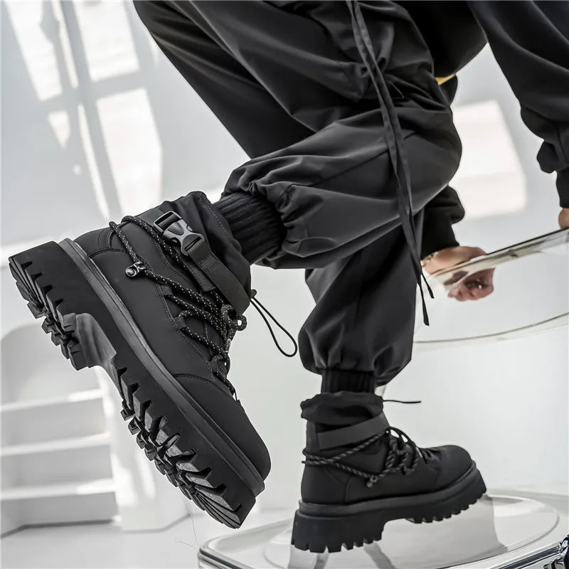 Fipatbu Men's Boots Fashion Designer High Top  Non Slip Height Increased Round Toe Winter Work Breathable Walking Botas Hombre