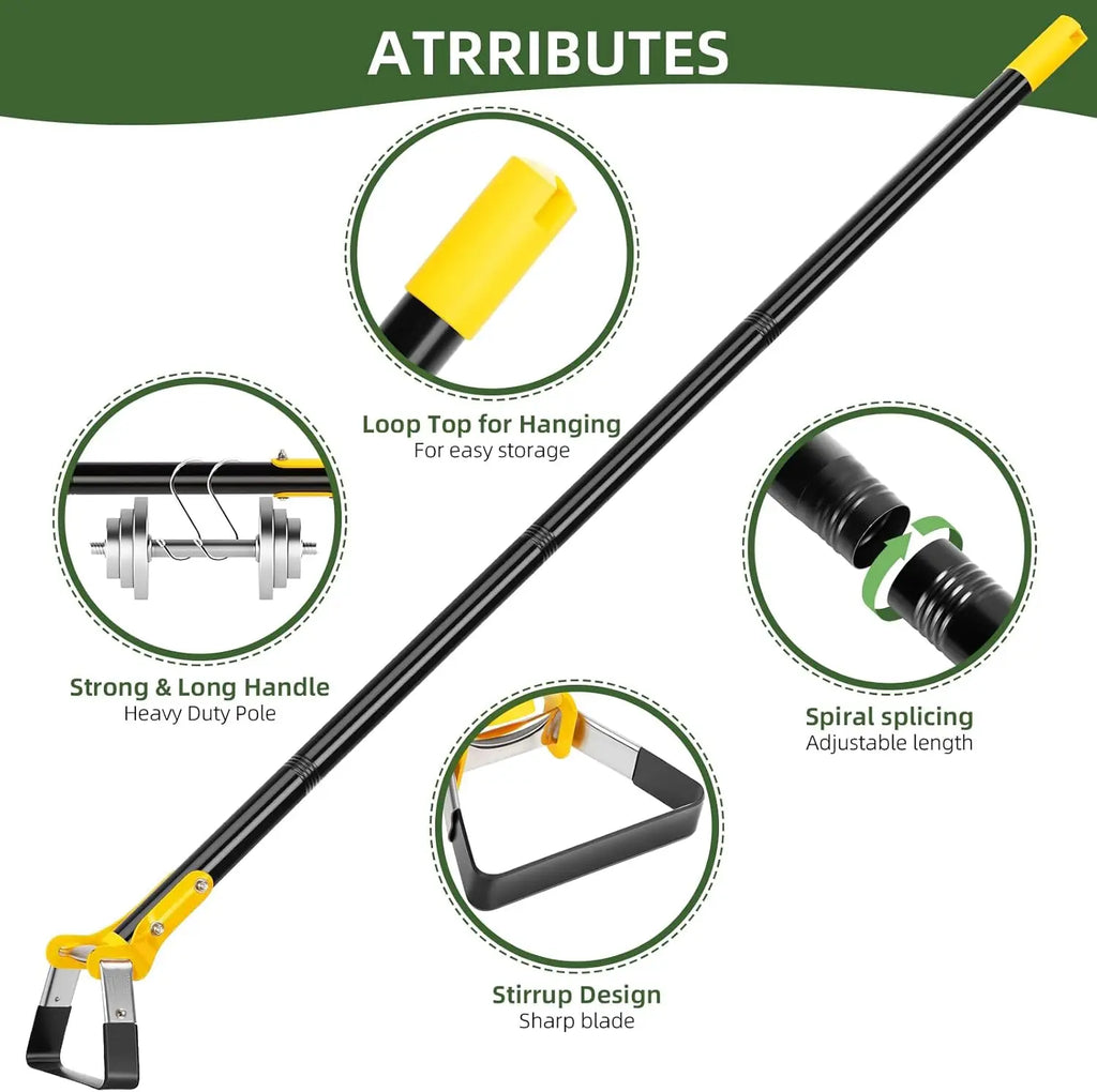 Garden Hoe Tool, Scuffle Hoe for Weeding, Long Handle Hula Hoe, Stainless Steel Loop Stirrup Hoe