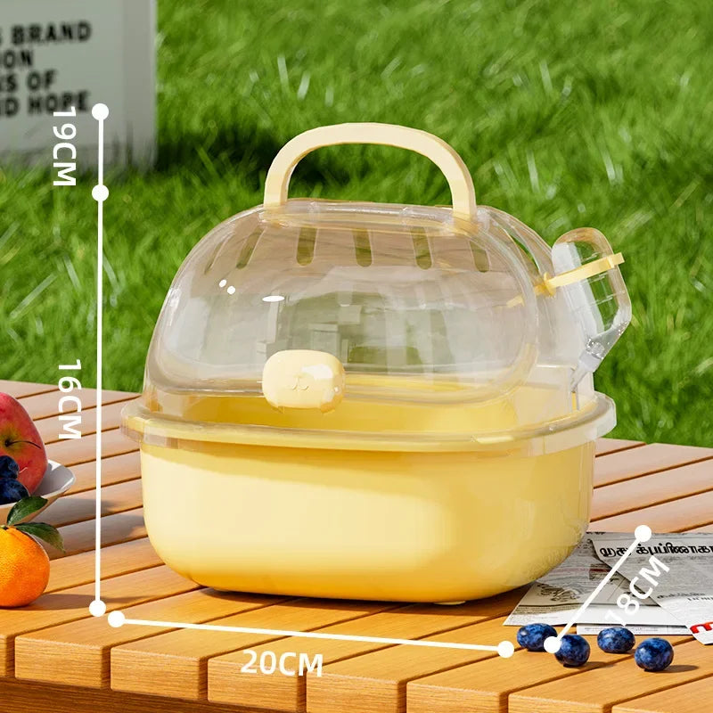 Transparent Hamster Toilet Cage, Portable Handheld Chinchilla Cage Small Animal Carry Cage Sturdy Breathable Pet Carrying Box