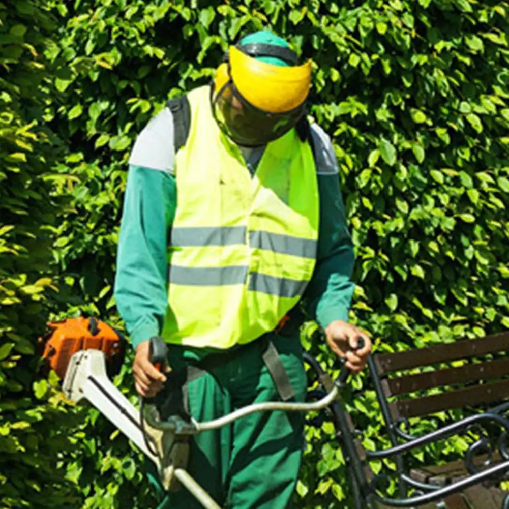 Garden Grass Trimmer Safety Helmet Hat With Full Face Mesh Protective Mask For  Logging Brush Cutter Forestry Protection