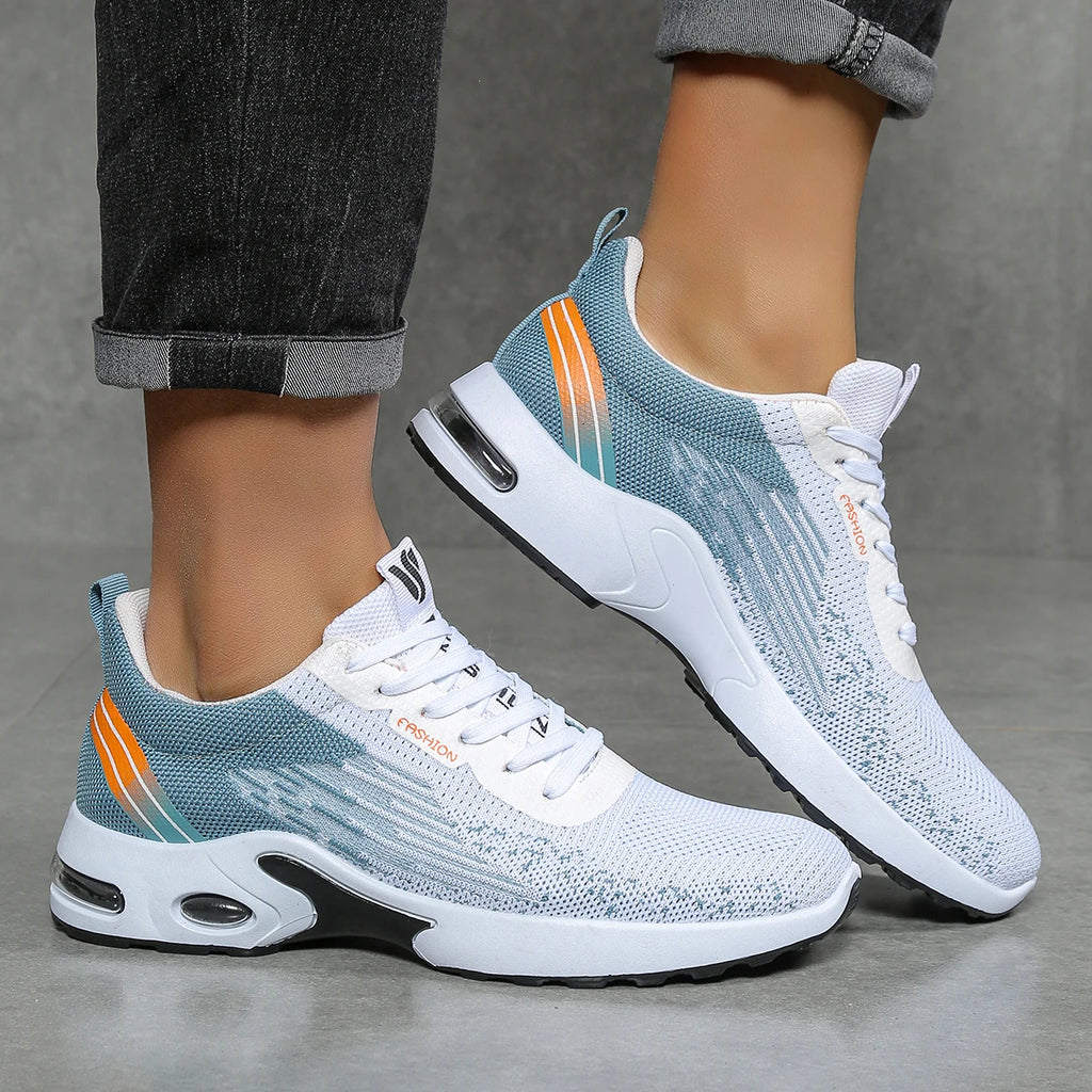 Men's shoes, men's casual shoes, breathable mesh, air-cushioned, soft-soled, color-blocked fashionable sports shoes