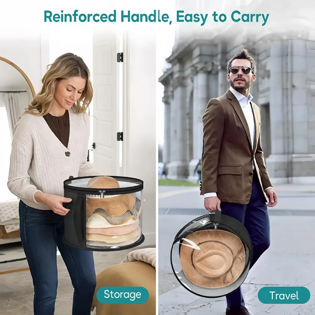 Hats Boxes for Women Storage Travel Large Round Hat Carrier Case Organizer Men Cowboys Caps Clothes Closet Storage Foldable