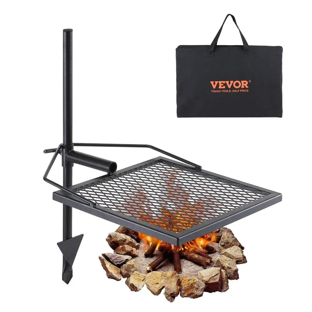 Swivel Campfire Grill Fire Pit Grill Grate Heavy Duty Steel Adjustable 360° Portable Outdoor BBQ Cooking Rack
