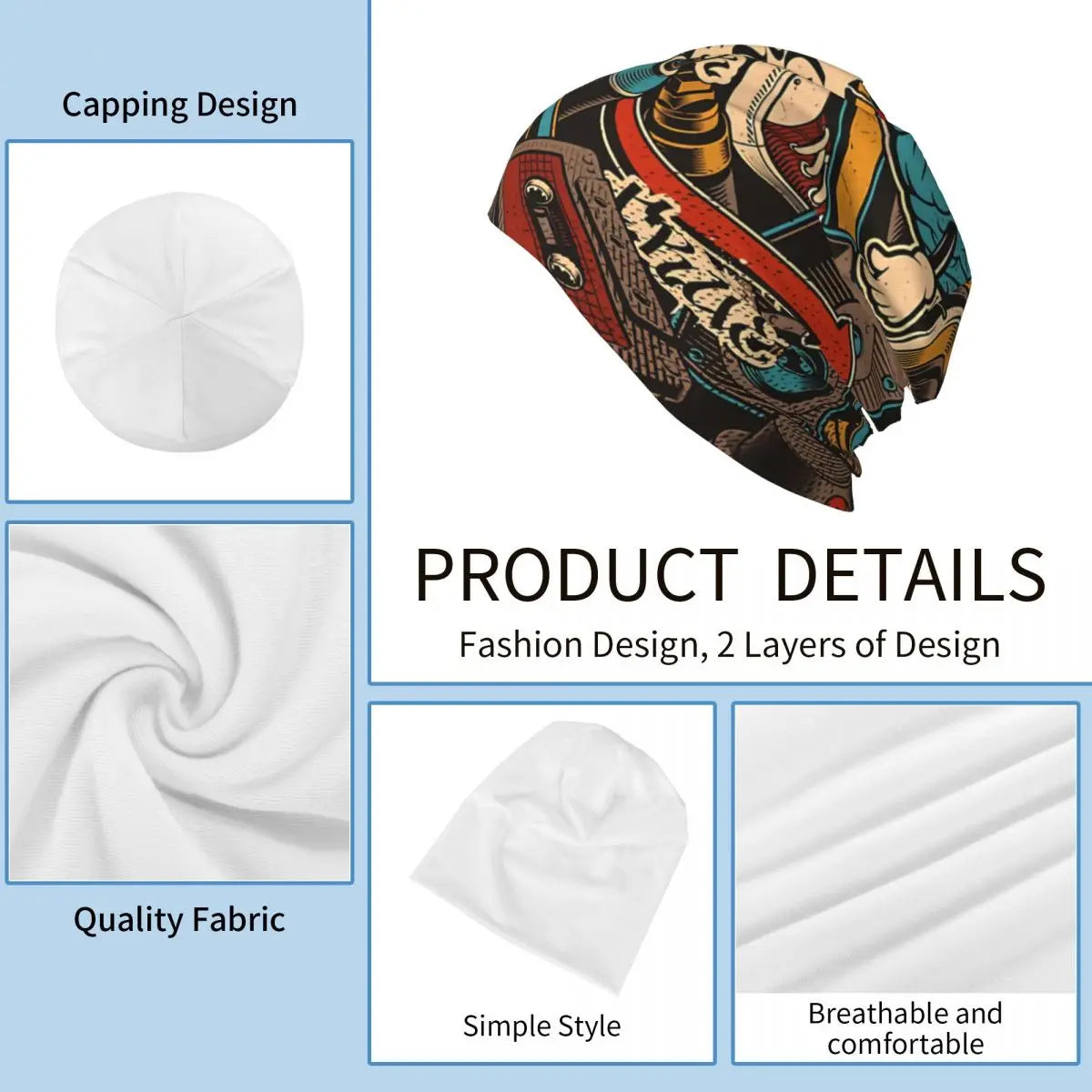 Bonnet Hats Men Women's Thin Hat Urban Pattern Pop Autumn Spring Warm Cap Hip Hop Skullies Beanies Caps