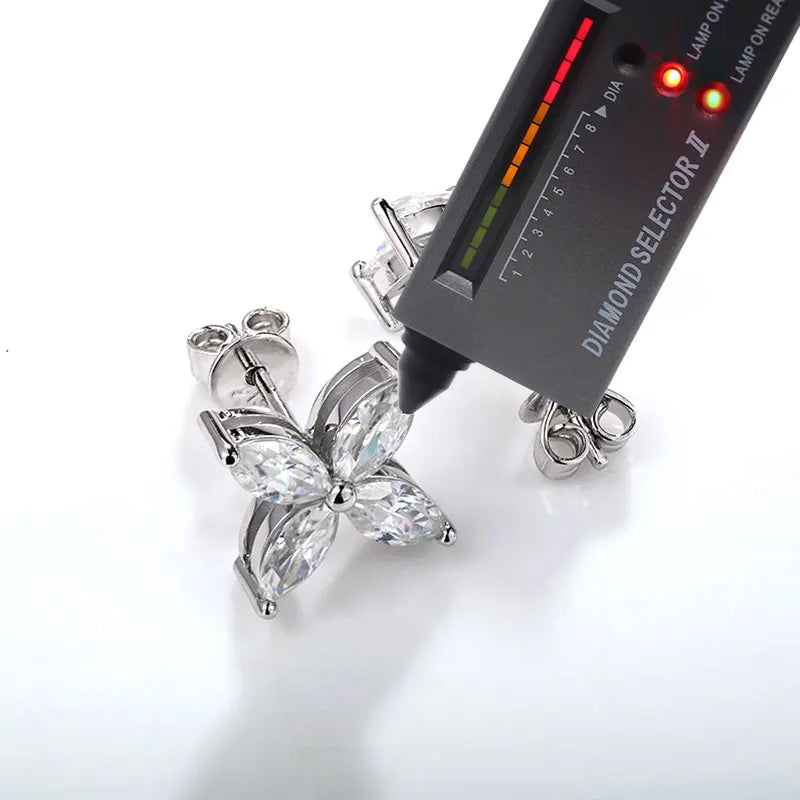 925 Sterling Silver Plated 18K Gold Earrings  100% Real Moissant 1 Carat D Color Necklace Engagement Wedding Party Fine Jewelry