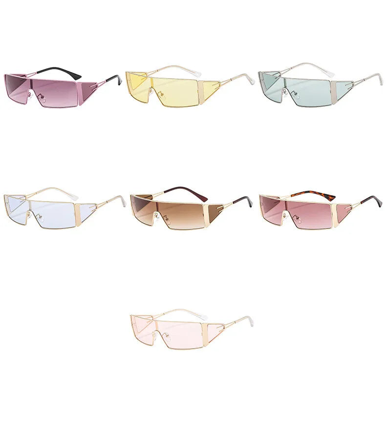 2024 Sense Of Technology Sunglasses Trendy New In One-piece Lens Goggle Ladies Outdoors Riding Sports Metal Suneyeglass 301150